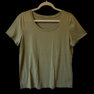 Quince scoop neck tee XL Olive green Short sleeves Womens top Cotton Modal